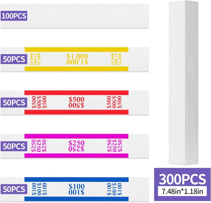 Bolsdoic 300pcs Currency Straps for Cash Organization，4 Colors Self Adhesive Money Wrappers for Bills，Money Band Bill Wrappers for Banks, Businesses, and Home - Image 4